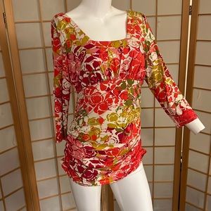 Colorful Floral Top CAbi Size L